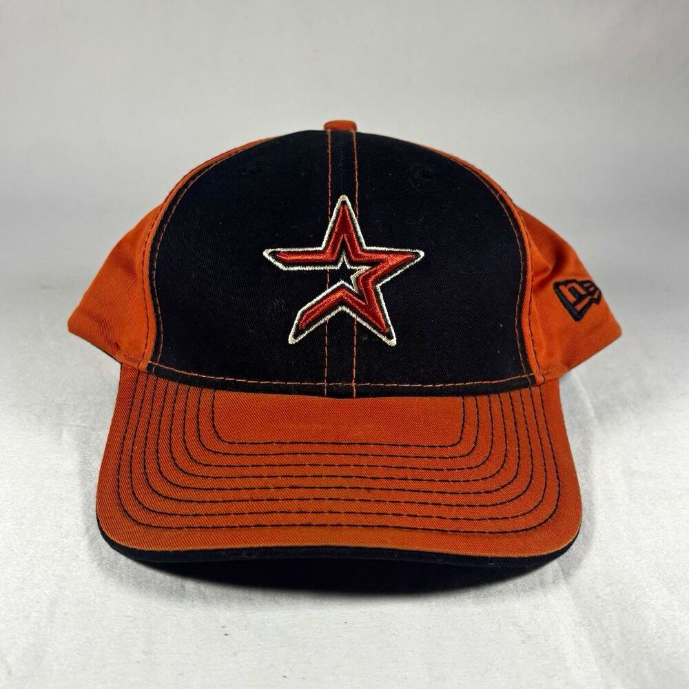 New Era Houston Astros Black & Orange Adjustable Baseball Cap Hat One Size